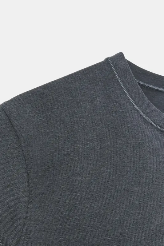 SLIM FIT KISA KOLLU T-SHIRT-Kömür grisi - 7