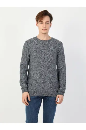 Slim Fit ko'k rangli erkaklar uchun sviter - 4