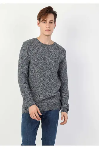 Slim Fit ko'k rangli erkaklar uchun sviter - 3