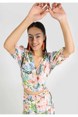 Slim Fit Ko'p Rangli Ayollar Qisqa Yengli Ko'ylak - 1