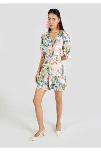 Slim Fit Ko'p Rangli Ayollar Qisqa Yengli Ko'ylak - 3