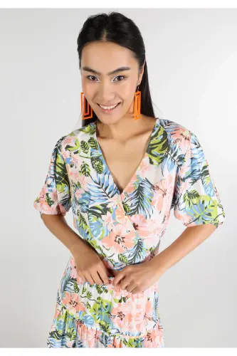 Slim Fit Ko'p Rangli Ayollar Qisqa Yengli Ko'ylak - 4