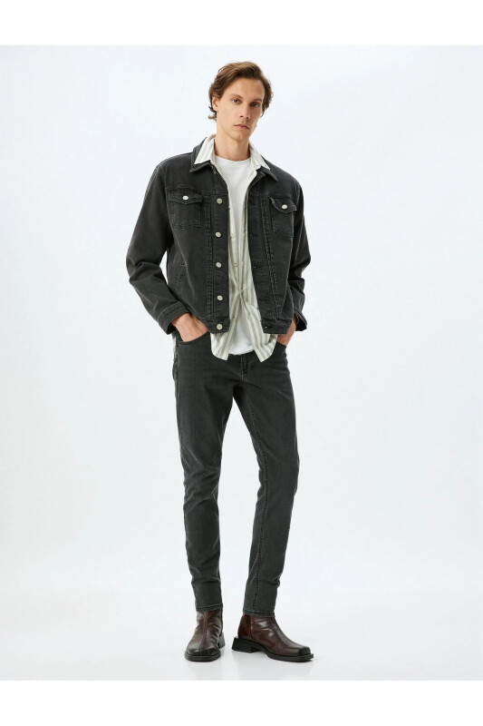 Slim Fit Kot Pantolon - Brad Jean - Antrasit - KOTON
