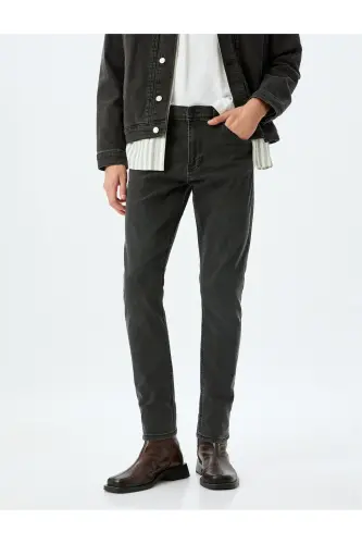 Slim Fit Kot Pantolon - Brad Jean - Antrasit - 3