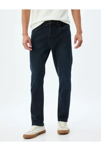 Slim Fit Kot Pantolon - Brad Jean - İndigo - Taş - 3