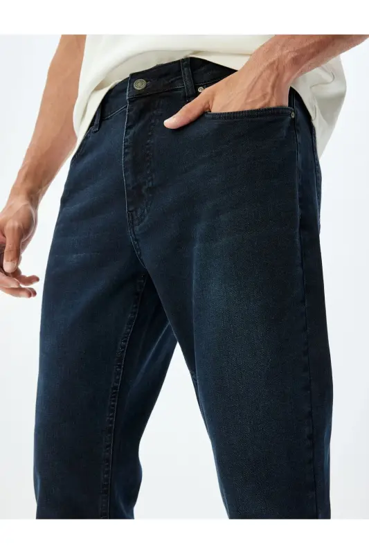Slim Fit Kot Pantolon - Brad Jean - İndigo - Taş - 5