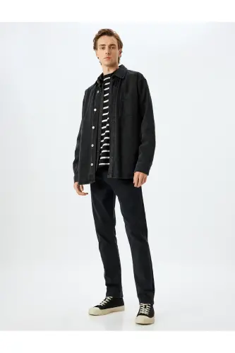 Slim Fit Kot Pantolon - Brad Jean-Siyah - 1