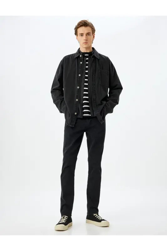 Slim Fit Kot Pantolon - Brad Jean-Siyah - 2