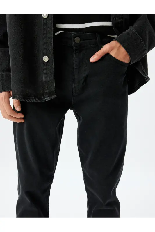 Slim Fit Kot Pantolon - Brad Jean-Siyah - 5