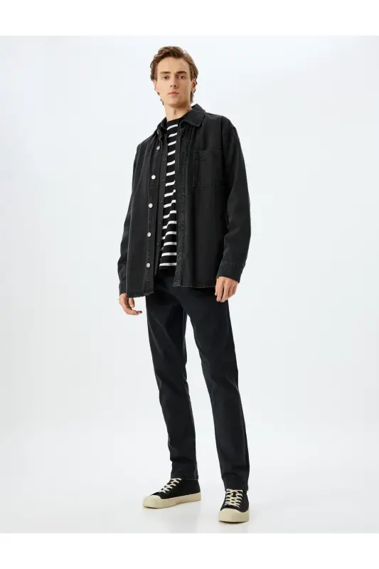 Slim Fit Kot Pantolon - Brad Jean-Siyah - KOTON