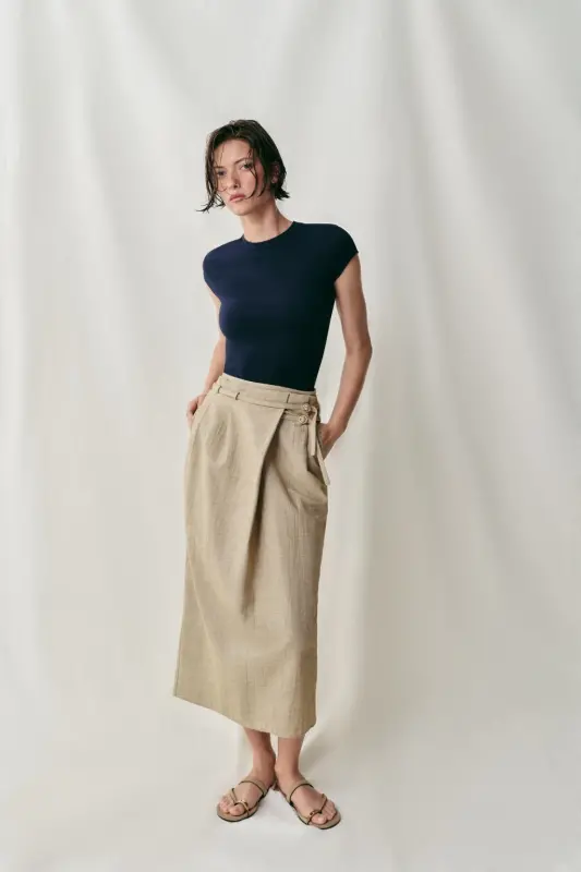 SLIM FIT КРАТКИЙ РУКАВ ТУНИКА-ТЕМНО-СИНИЙ - 1