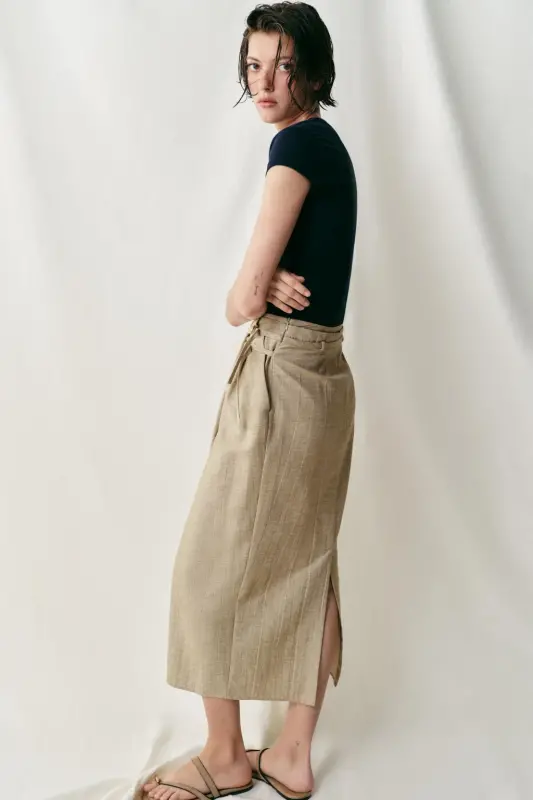 SLIM FIT КРАТКИЙ РУКАВ ТУНИКА-ТЕМНО-СИНИЙ - 3