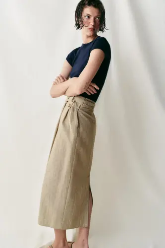 SLIM FIT КРАТКИЙ РУКАВ ТУНИКА-ТЕМНО-СИНИЙ - 6