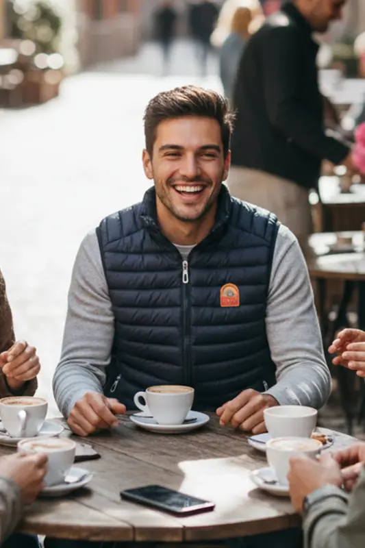 Premium Kalite Slimfit Lacivert Renk Spor Şık Erkek Şişme Yelek - Lacivert - 4