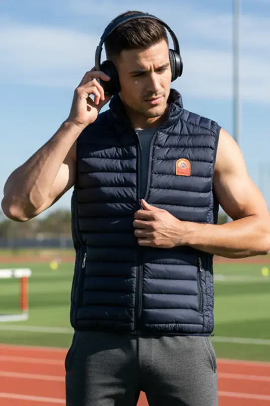 Premium Kalite Slimfit Lacivert Renk Spor Şık Erkek Şişme Yelek - Lacivert - 6