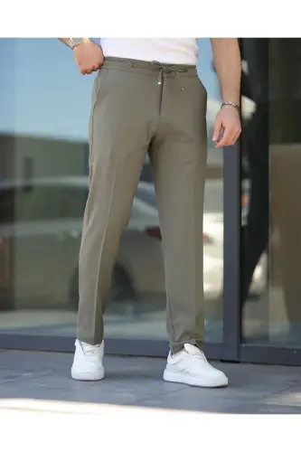 Slim Fit Likralı Jogger Pantolon-Haki 