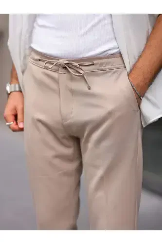 Slim Fit Likrali Jogger Shim-Krem - 3