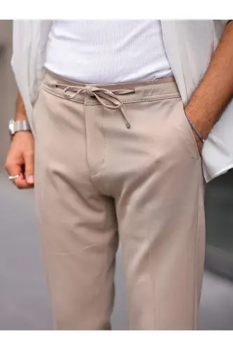 Slim Fit Likrali Jogger Shim-Krem - 3