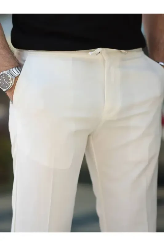 Slim Fit Likrali Jogger Shim - Oqish - 3