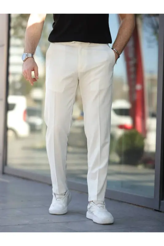 Slim Fit Likrali Jogger Shim - Oqish - BASEL.CO