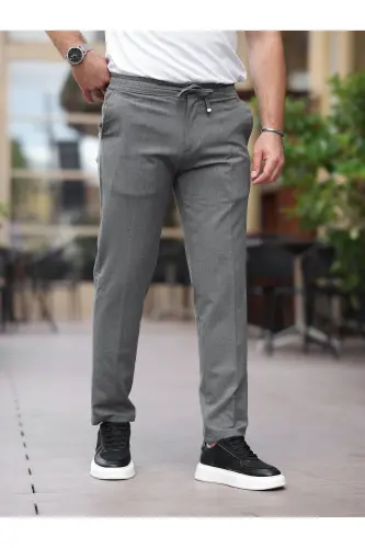 Slim Fit Likrali Jogger Shim - O'rta Kulrang - 3