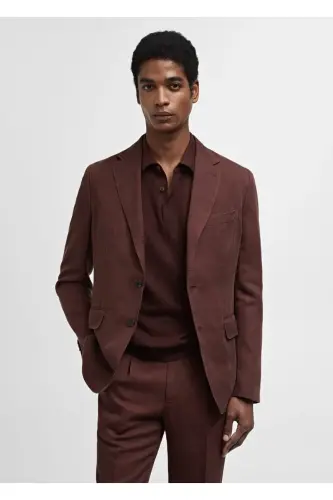 Slim Fit Linen Blazer Jacket - MANGO MAN (1)