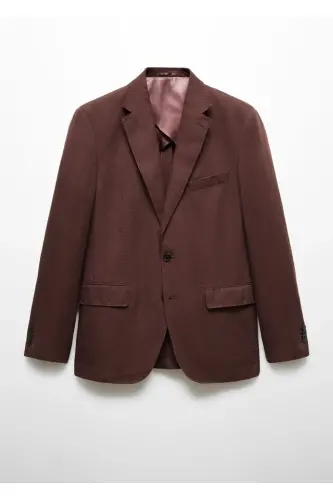 Slim Fit Linen Blazer Jacket - 4