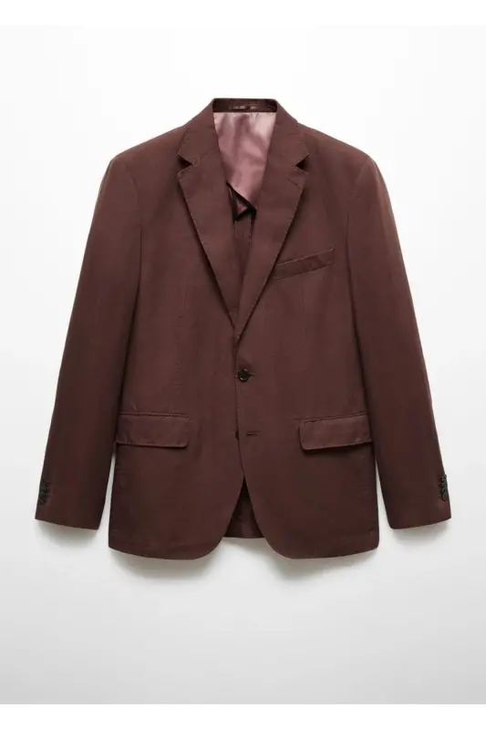Slim Fit Linen Blazer Jacket - 4