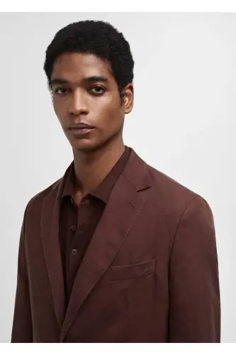 Slim Fit Linen Blazer Jacket - 6