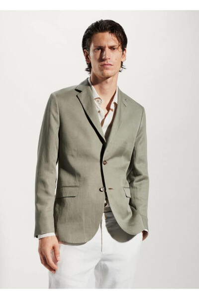 Slim Fit Linen Blazer Jacket - MANGO MAN