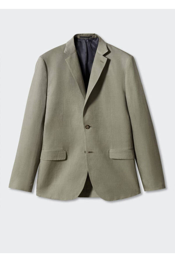 Slim Fit Linen Blazer Jacket - 3