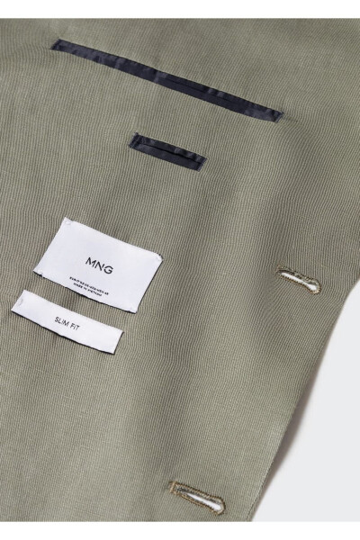 Slim Fit Linen Blazer Jacket - 5