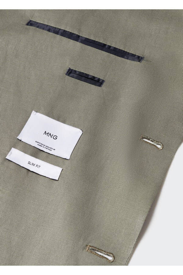 Slim Fit Linen Blazer Jacket - 5