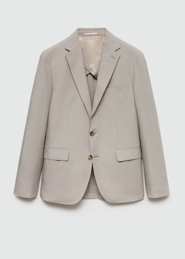 Slim fit linen blend blazer jacket - Light/Pastel Grey - 1