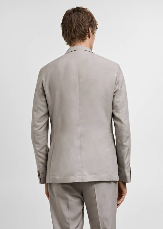 Slim fit linen blend blazer jacket - Light/Pastel Grey - 2