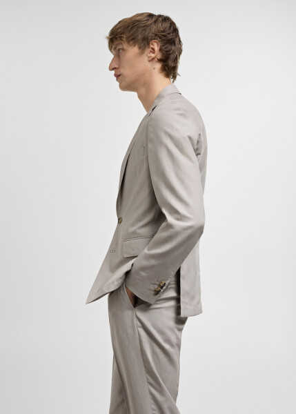 Slim fit linen blend blazer jacket - Light/Pastel Grey - 8