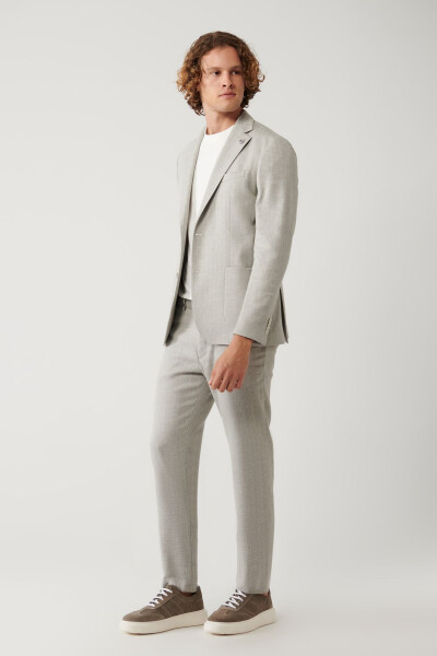 Slim fit linen blend suit jacket. - 7