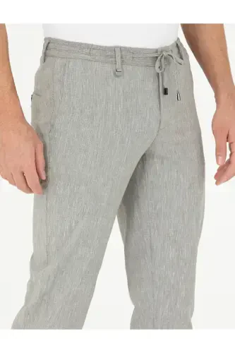 Slim fit, linen blend trousers. - 5