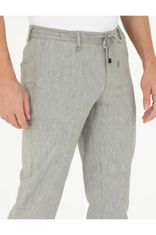 Slim fit, linen blend trousers. - 5