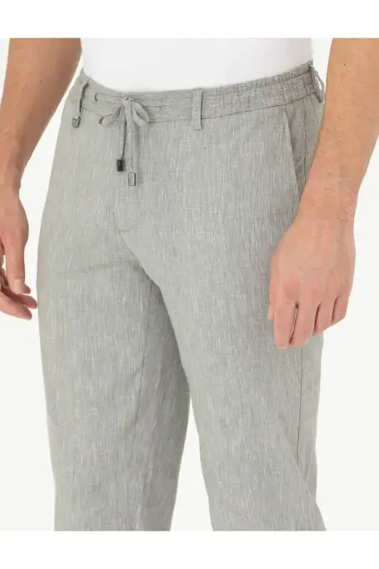 Slim fit, linen blend trousers. - 6