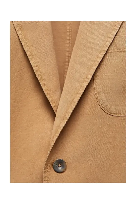 Slim fit linen cotton-blend blazer-Brown - 6