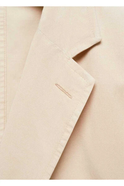 Slim fit linen-cotton blend blazer jacket - 5