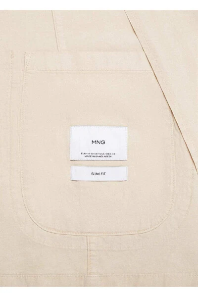 Slim fit linen-cotton blend blazer jacket - 7