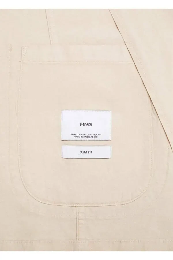 Slim fit linen-cotton blend blazer jacket - 7