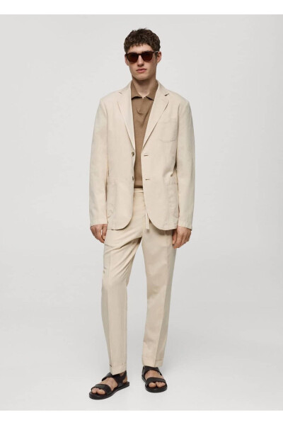 Slim fit linen-cotton blend blazer jacket - MANGO MAN (1)