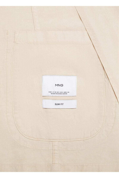 Slim fit linen-cotton blend blazer jacket - 7