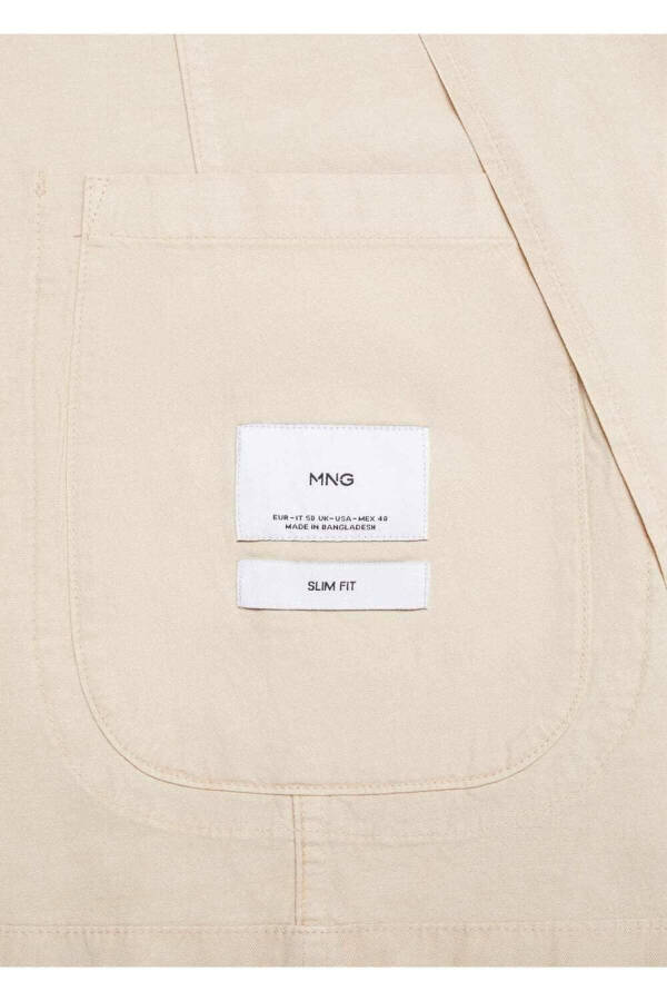 Slim fit linen-cotton blend blazer jacket - 7