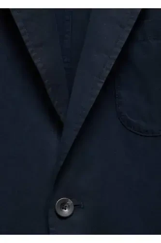 Slim fit linen-cotton blend blazer - Navy Blue - 7