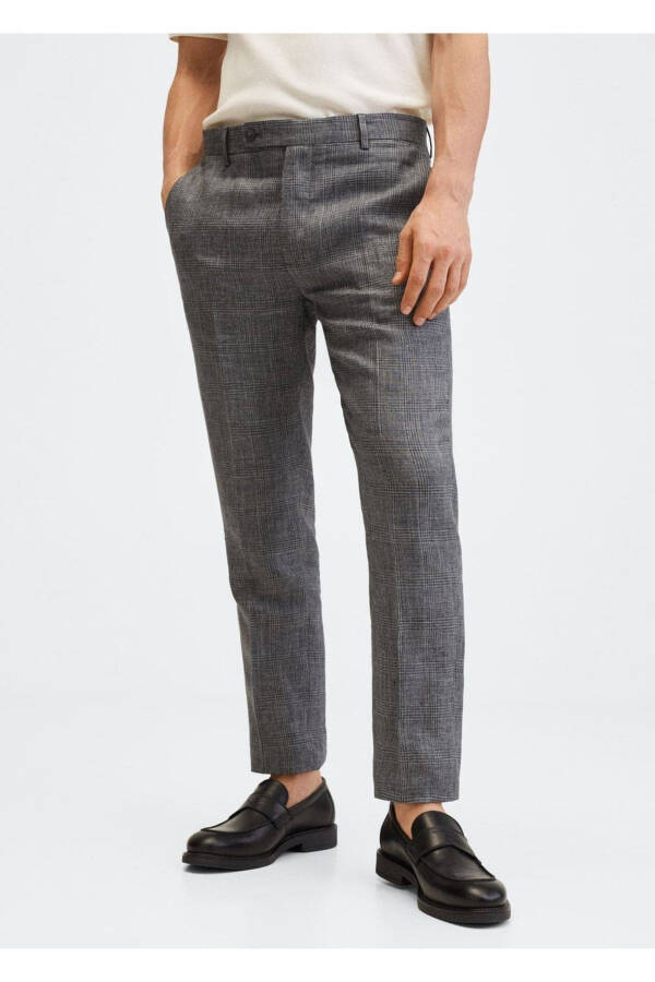 Slim Fit Linen Pants - 1