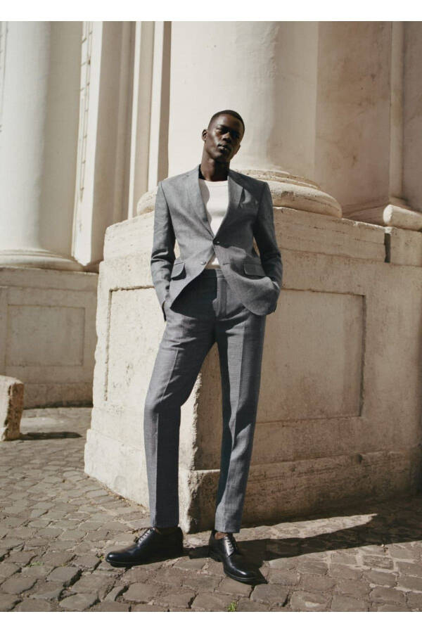 Slim Fit Linen Pants - 5